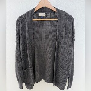 Women's Gray Open Front Cardigan w/ Pockets